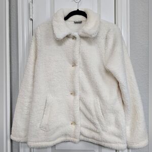Cozy Ivory Sherpa Button-Up Jacket